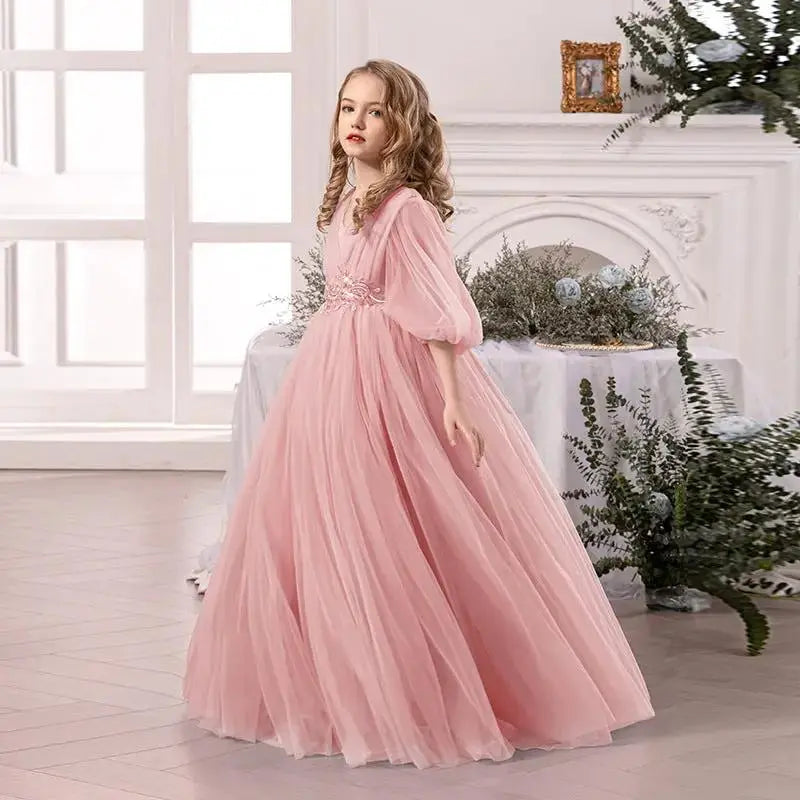 Fluffy Wedding Dress for Girls - Long Princess Party Gown by TED