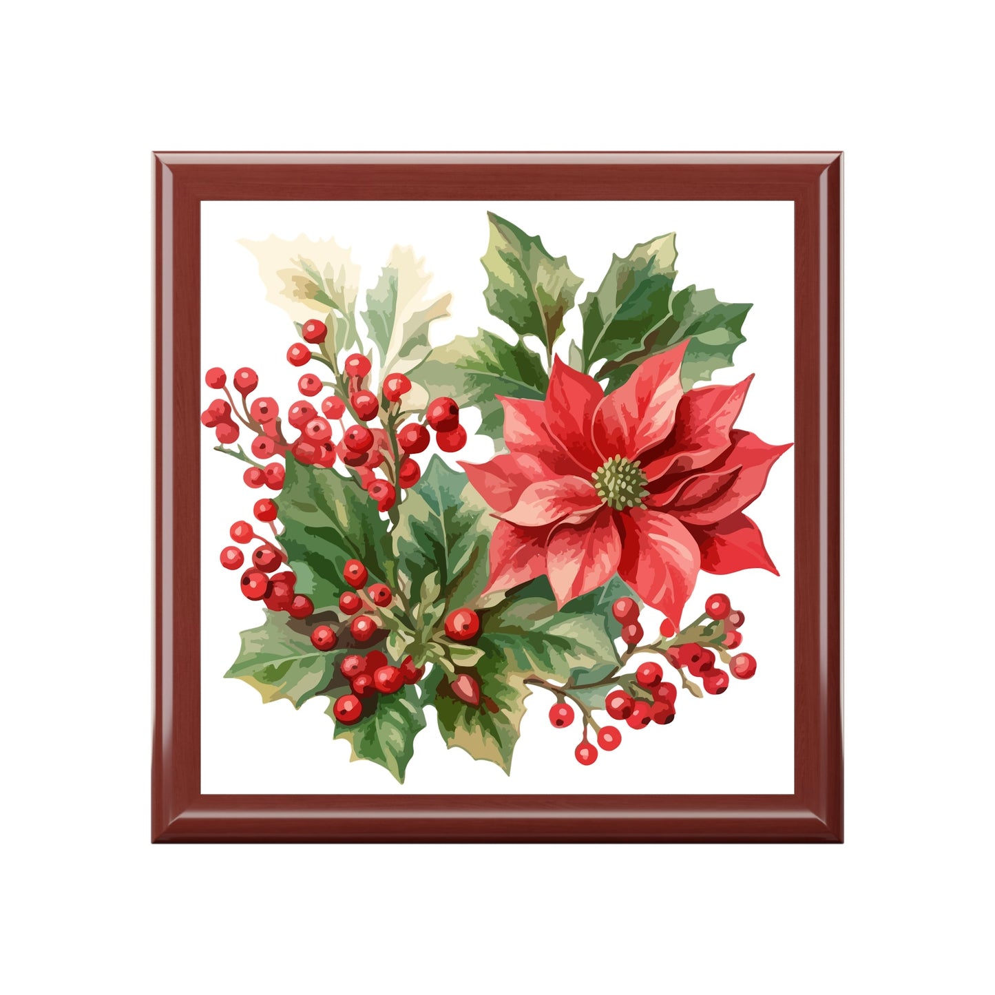 Poinsettia & Holly Jewelry Box — Christmas Jewelry Box - Cherished Harbor Gifts