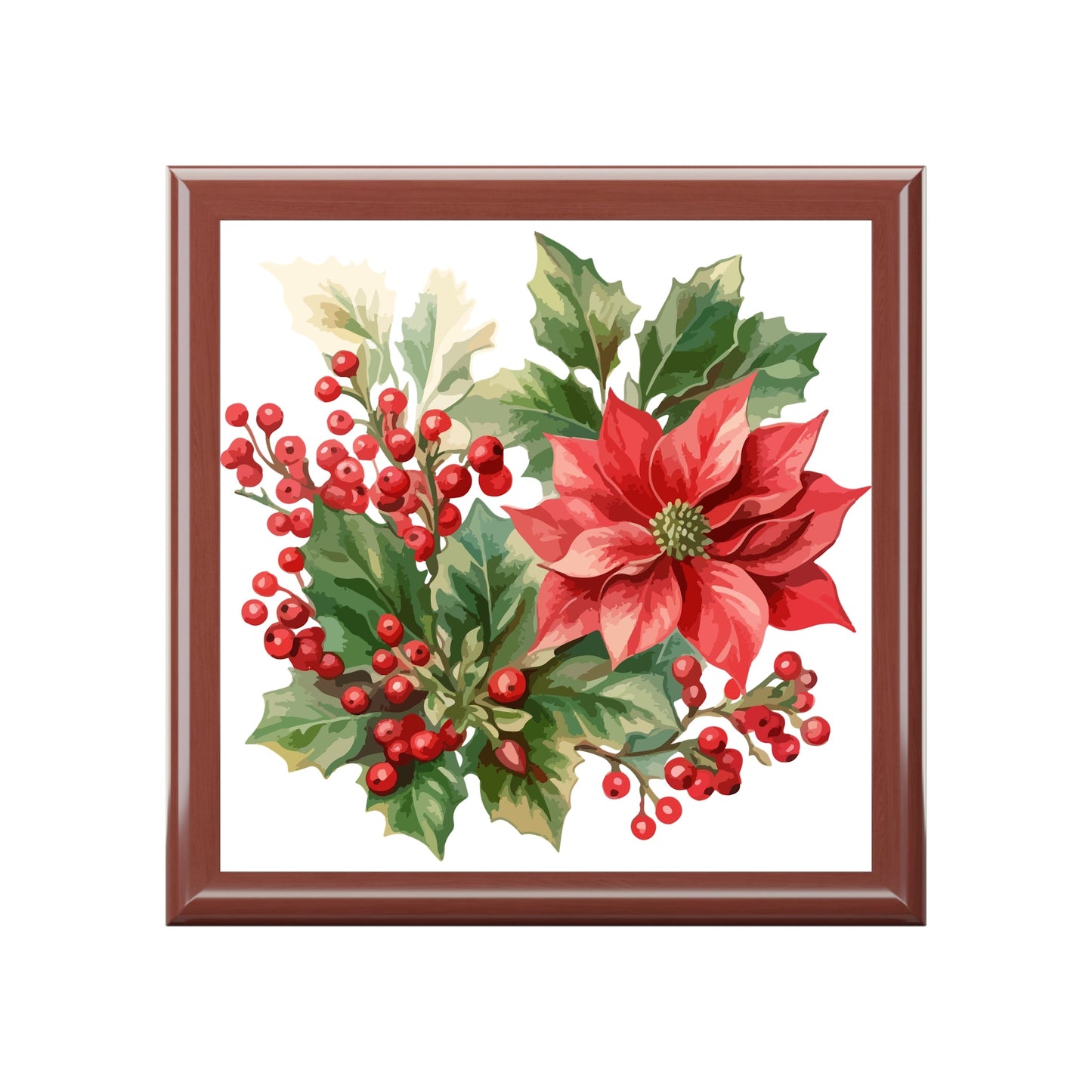 Poinsettia & Holly Jewelry Box — Christmas Jewelry Box - Cherished Harbor Gifts