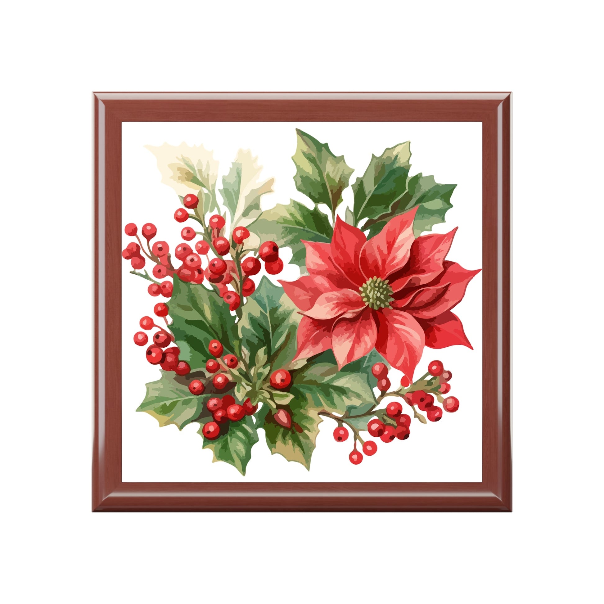 Poinsettia & Holly Jewelry Box — Christmas Jewelry Box - Cherished Harbor Gifts