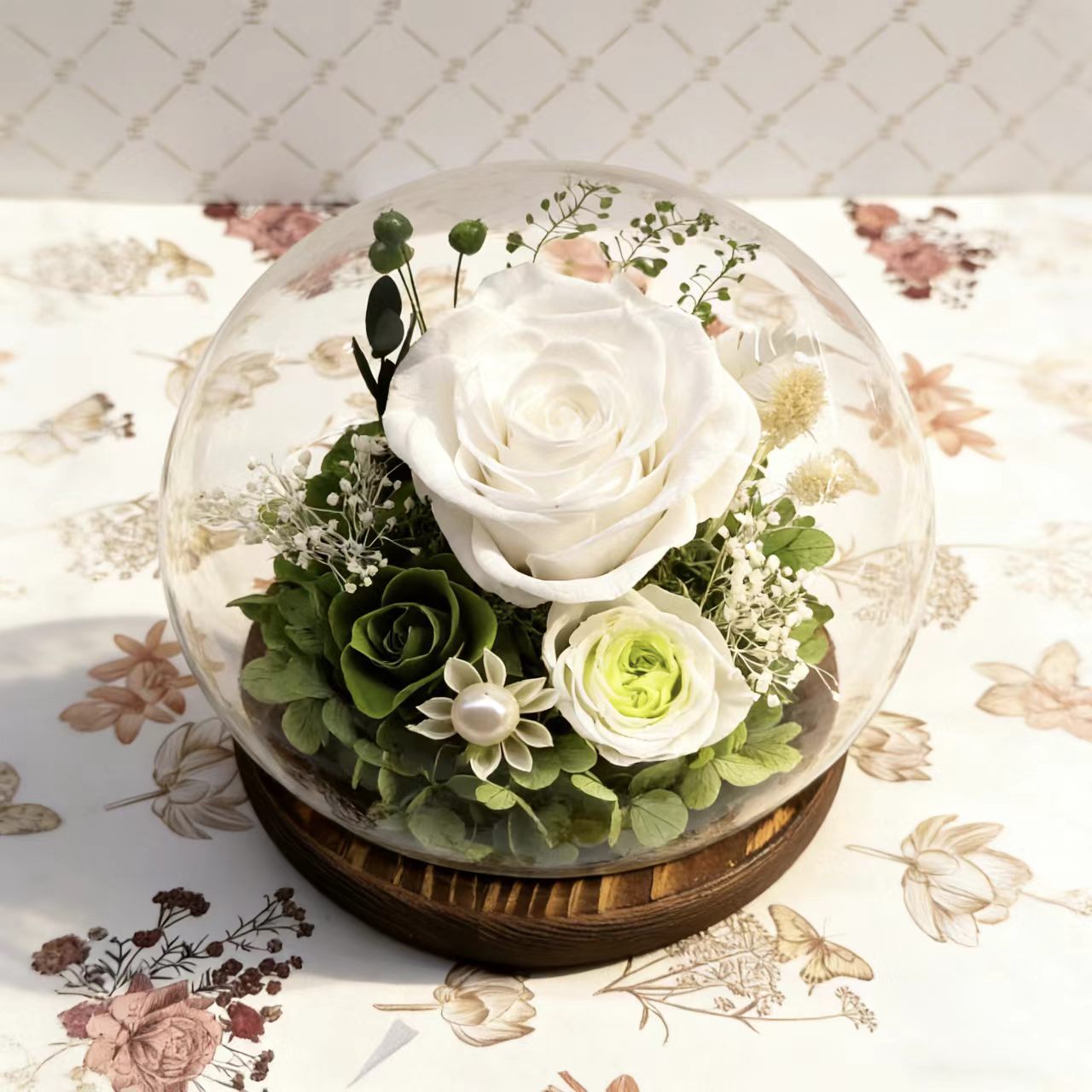 Preserved Real Rose Glass Dome Forever Rose Gift - Cherished Harbor Gifts
