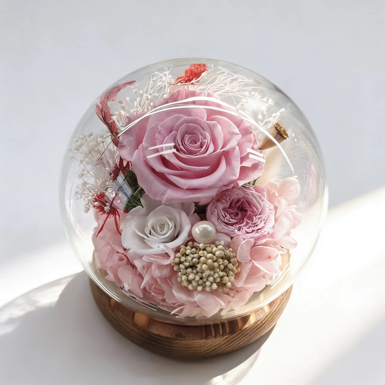 Preserved Real Rose Glass Dome Forever Rose Gift - Cherished Harbor Gifts