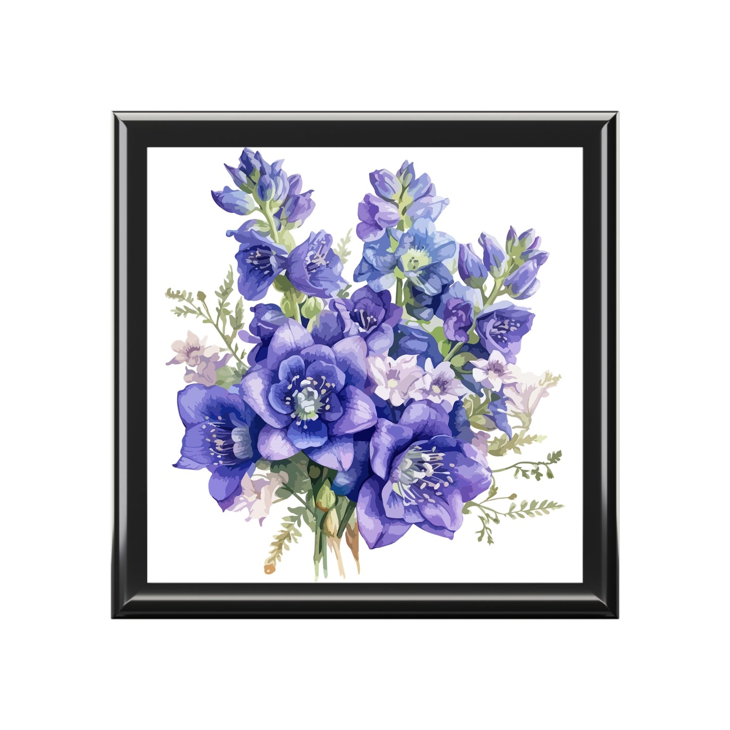 Purple Bouquet Floral Keepsake Jewelry Box - Elegant Rubberwood Organizer with Felt Interior - Cherished Harbor Gifts
