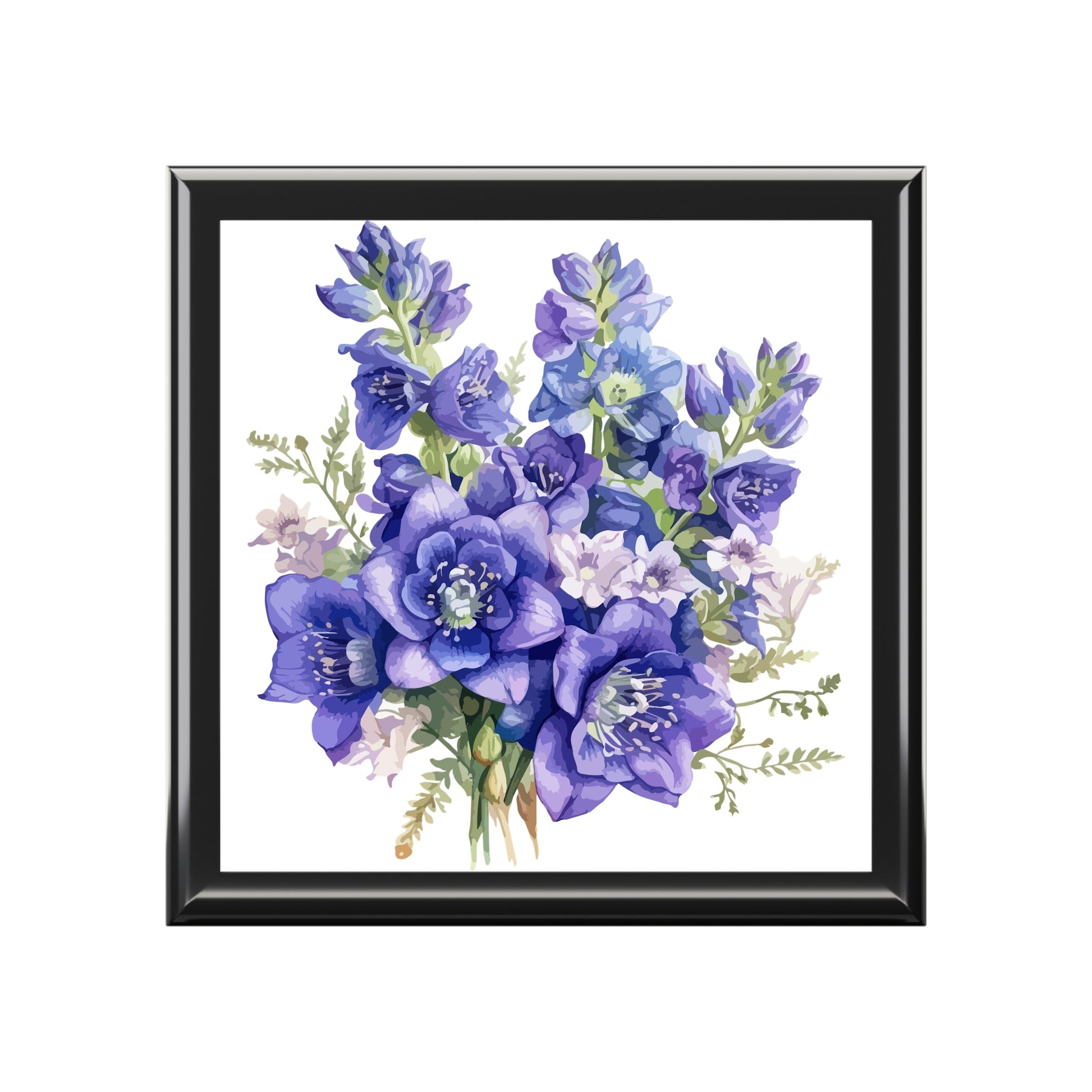 Purple Bouquet Floral Keepsake Jewelry Box - Elegant Rubberwood Organizer with Felt Interior - Cherished Harbor Gifts