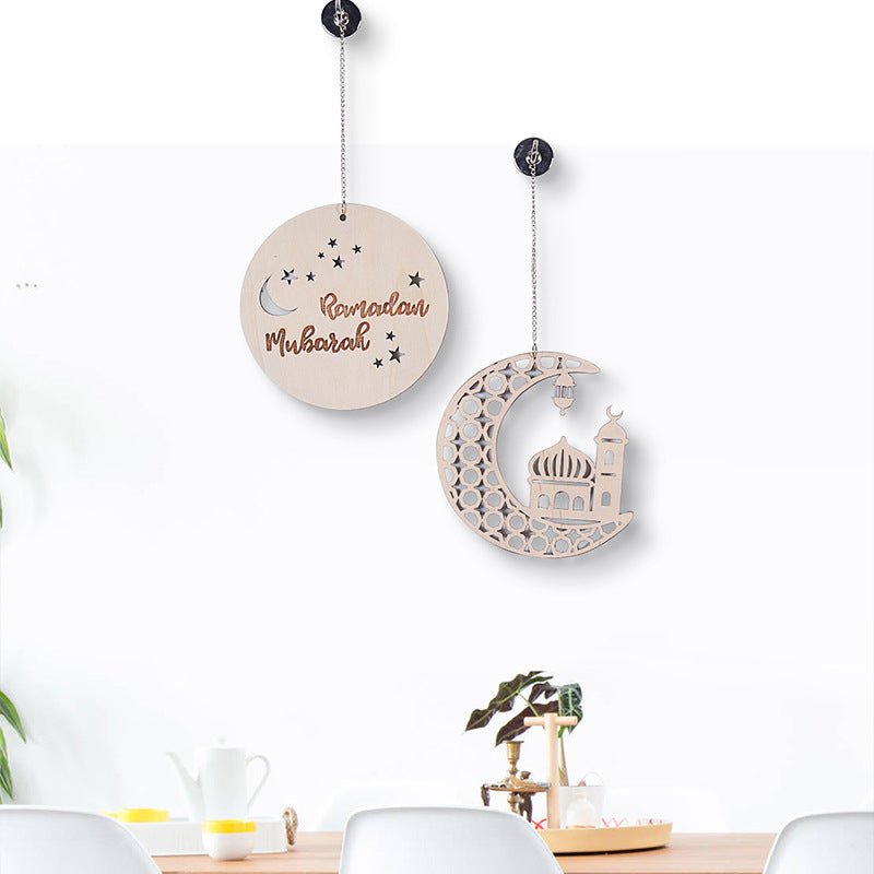Ramadan Moon Circle Wooden Wall Hanging Home Décor - Cherished Harbor Gifts