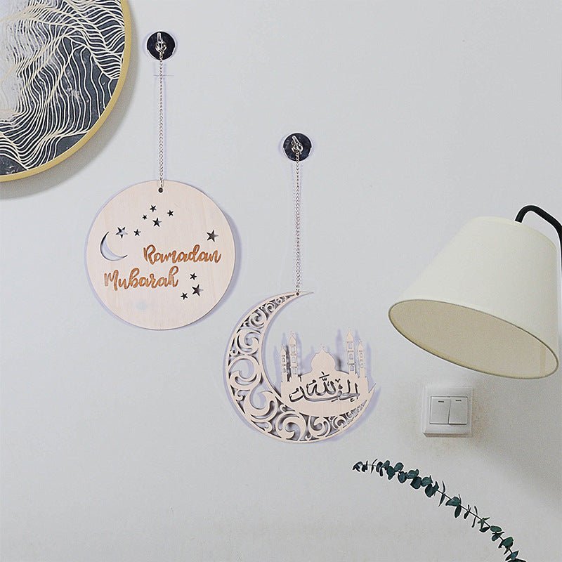 Ramadan Moon Circle Wooden Wall Hanging Home Décor - Cherished Harbor Gifts