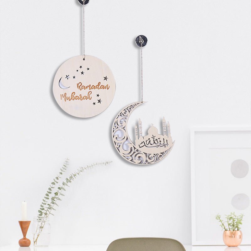 Ramadan Moon Circle Wooden Wall Hanging Home Décor - Cherished Harbor Gifts