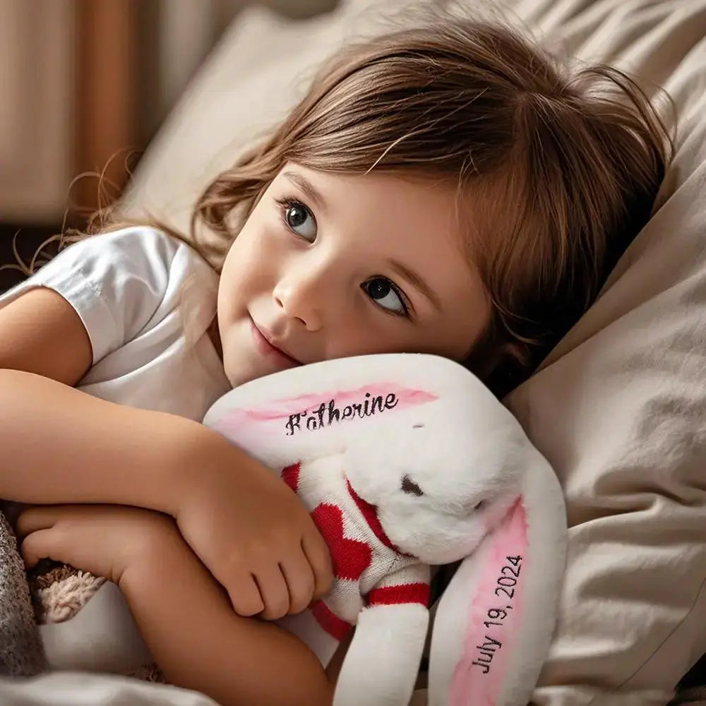 Custom Embroidered Bunny Gift - Personalized Plush Toy by Inkedjoy