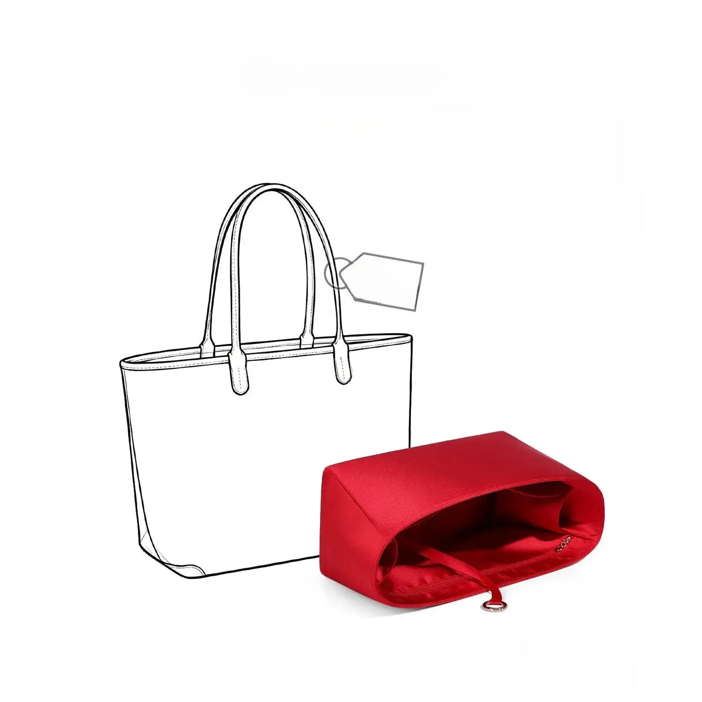 Silk Satin Handbag Organizer Insert | Multi-Pocket Purse Liner & Bag Shaper by TED