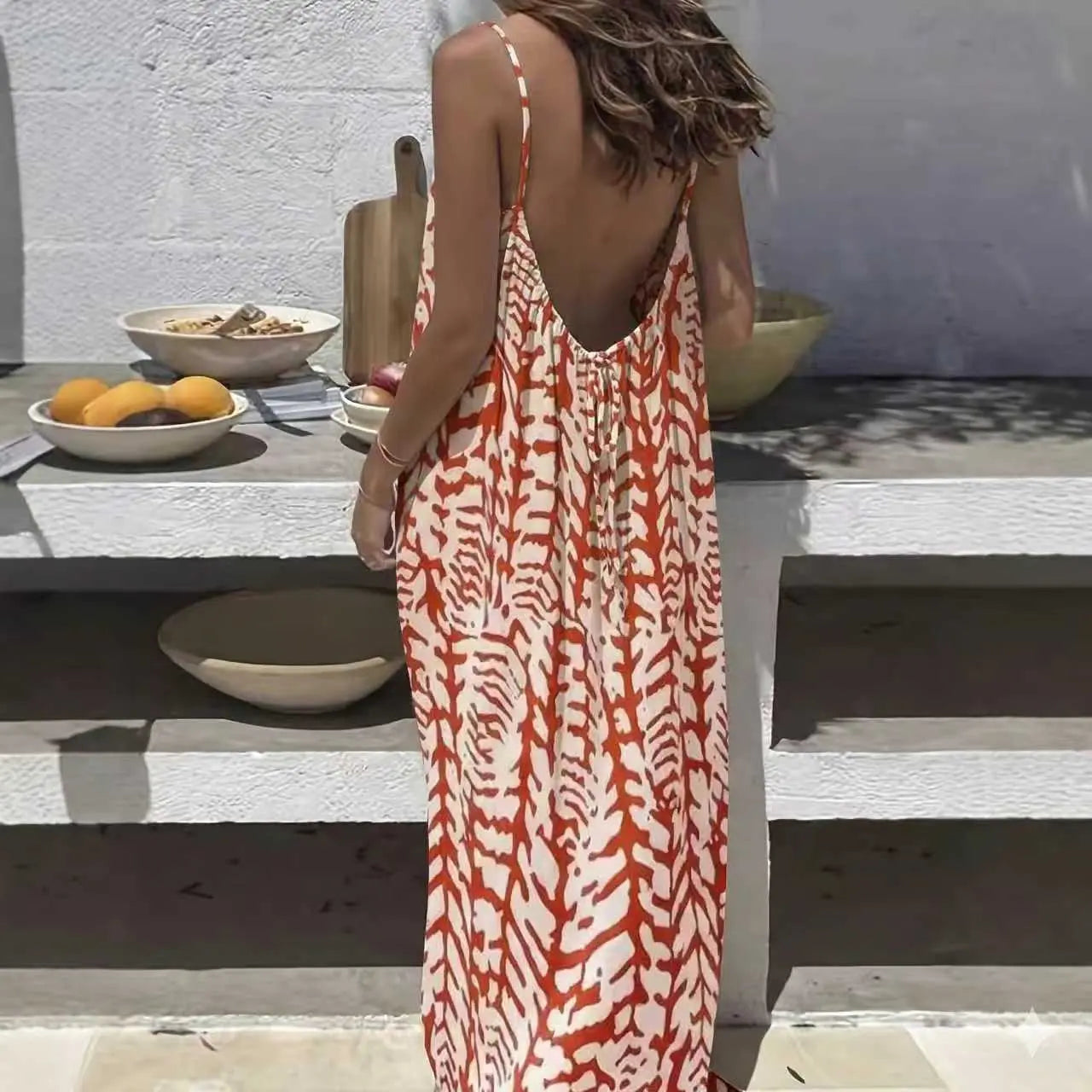Women’s Backless Leopard Print Maxi Dress | Loose Sleeveless Vacation Dress Sizes S–5XL by TED