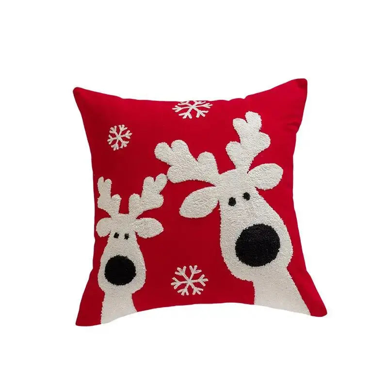 Christmas Embroidered Pillow Cover 18x18 | Santa, Reindeer & HOHOHO Holiday Cushion Cover by Cherished Harbor Gifts by EPR