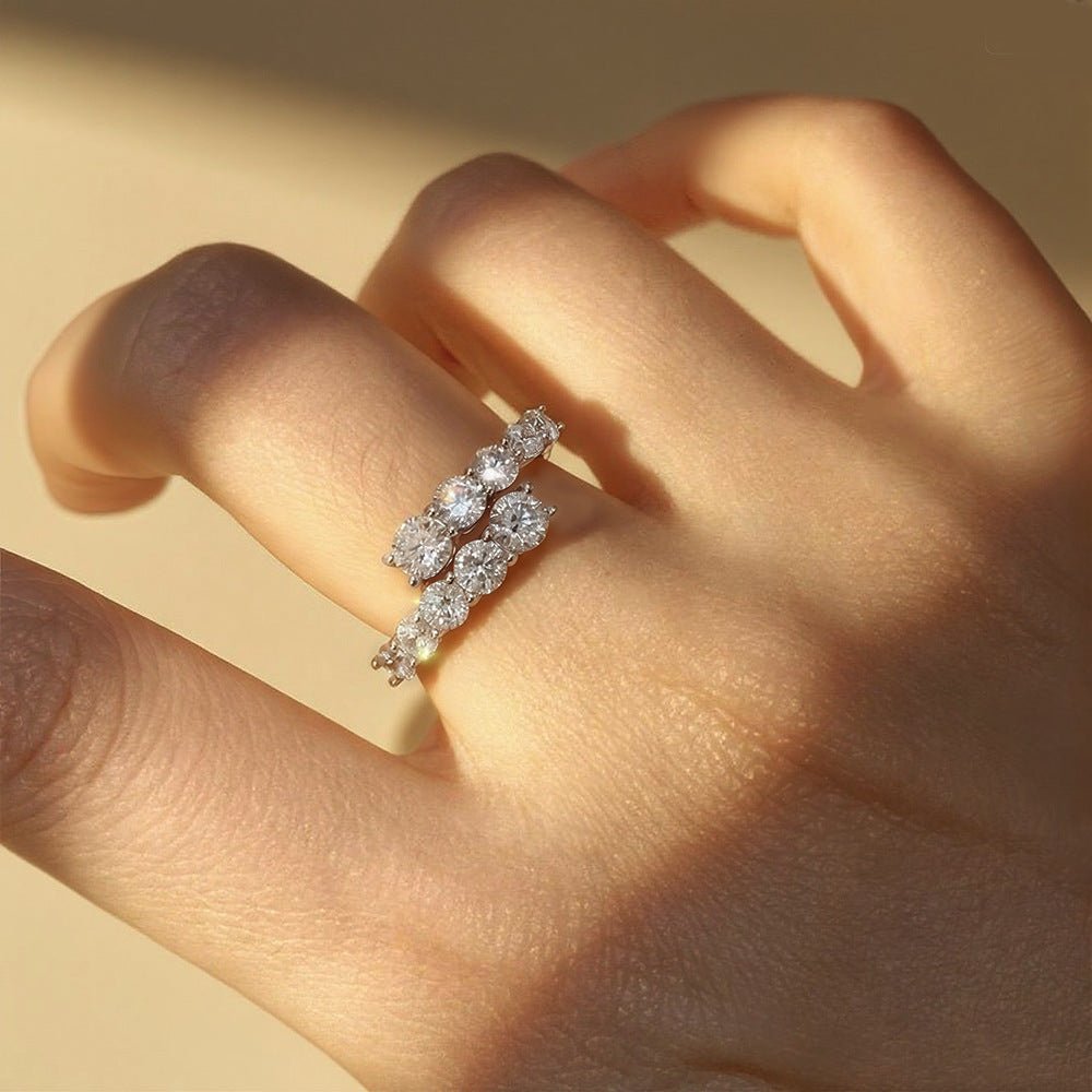 S925 Moissanite Sterling Silver Adjustable Ring - Cherished Harbor Gifts