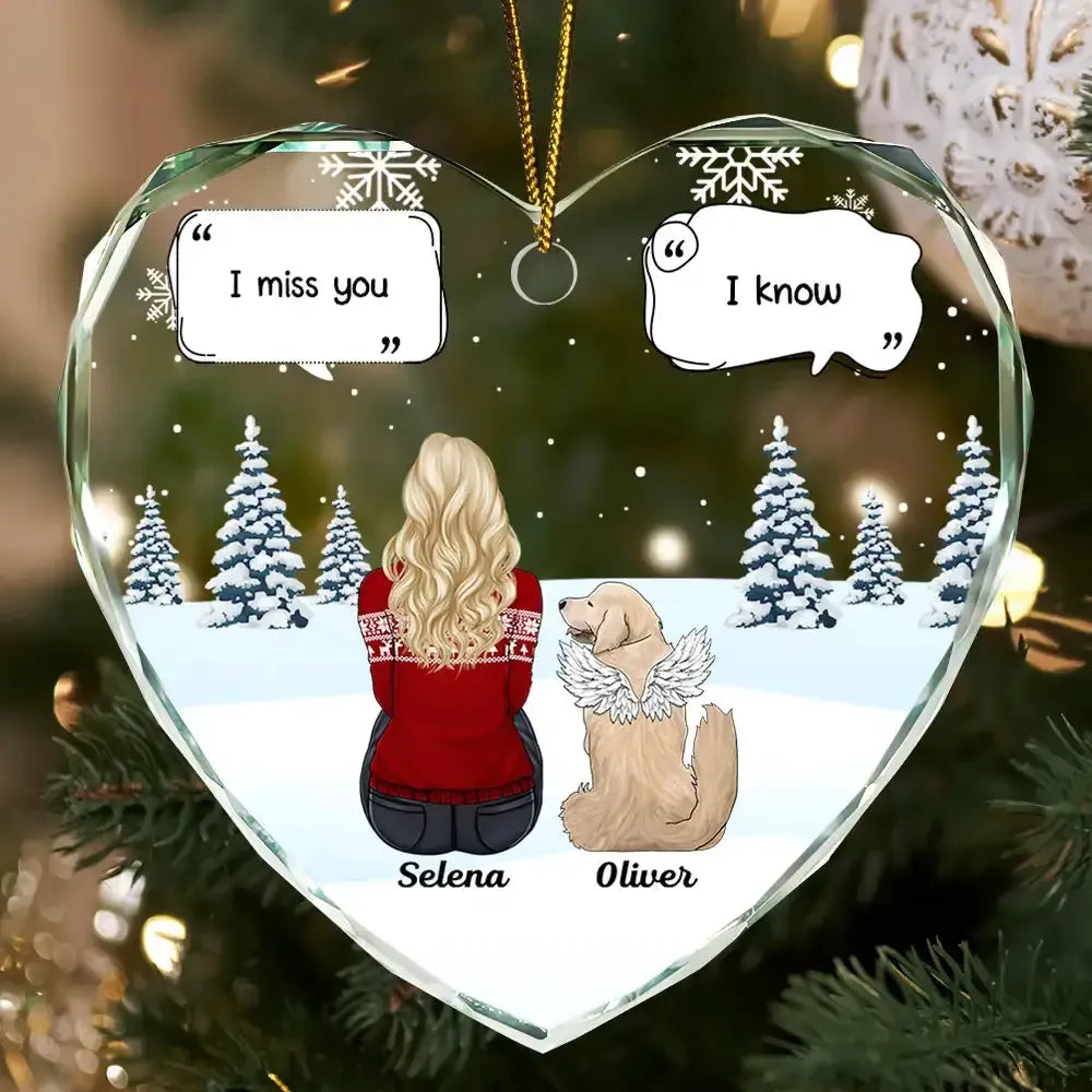 Custom Dog Memorial Ornament - Heart Shaped Glass Gift by Inkedjoy
