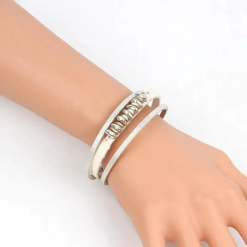 Unisex Multi-Layer Leather Bracelet | Hand-Woven Geometric Casual Wristband by TED