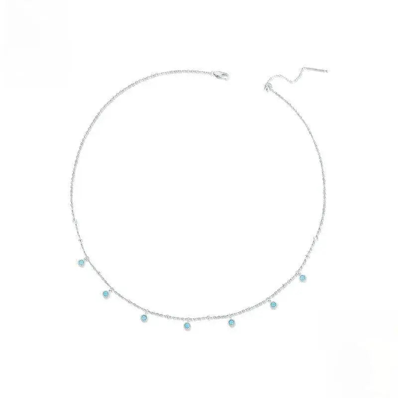 925 Sterling Silver Turquoise Silver Necklace | White Gold Plated Women's Pendant Jewelry by TED