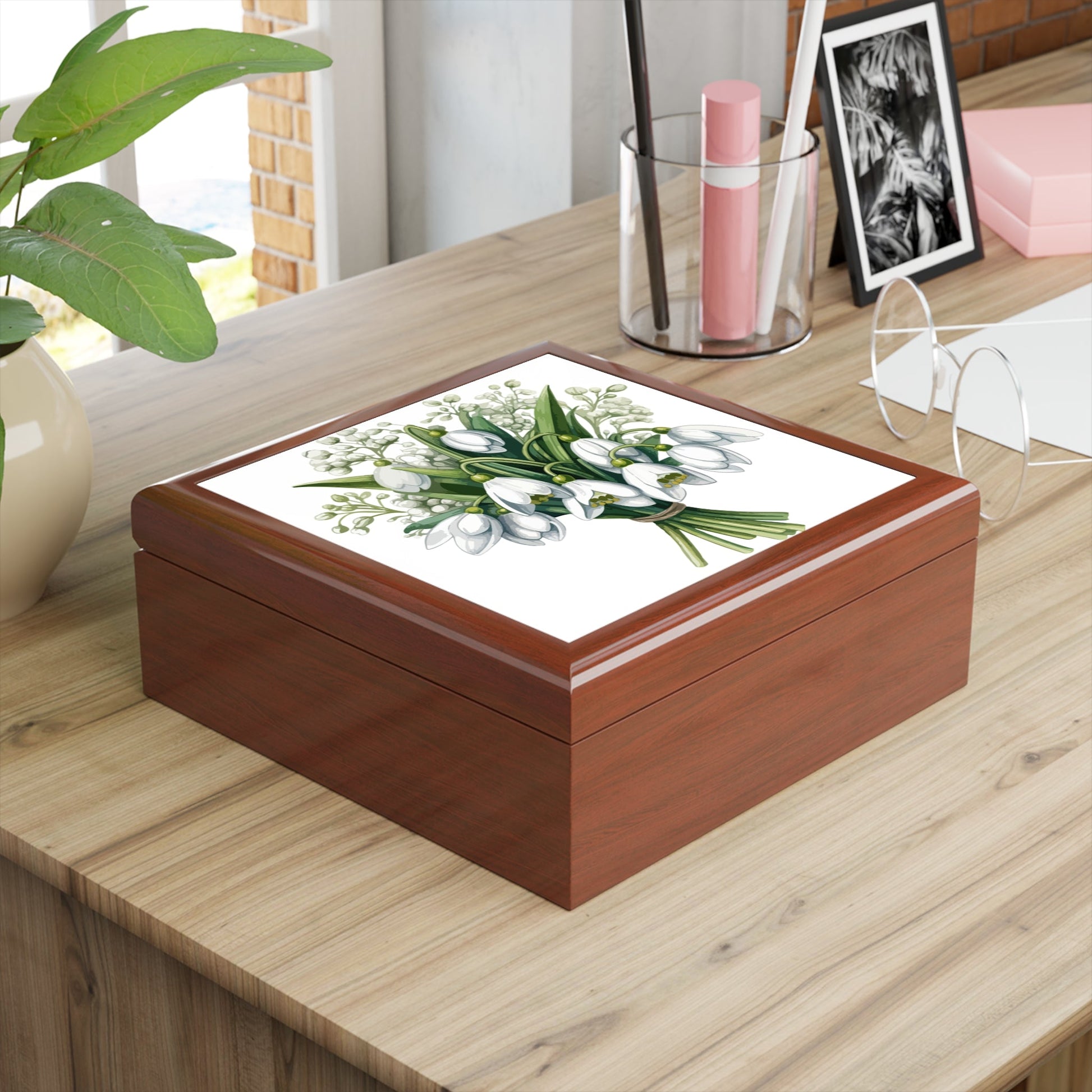 Snowdrop Bouquet Jewelry Box — Floral Jewelry Box for Her - Cherished Harbor Gifts