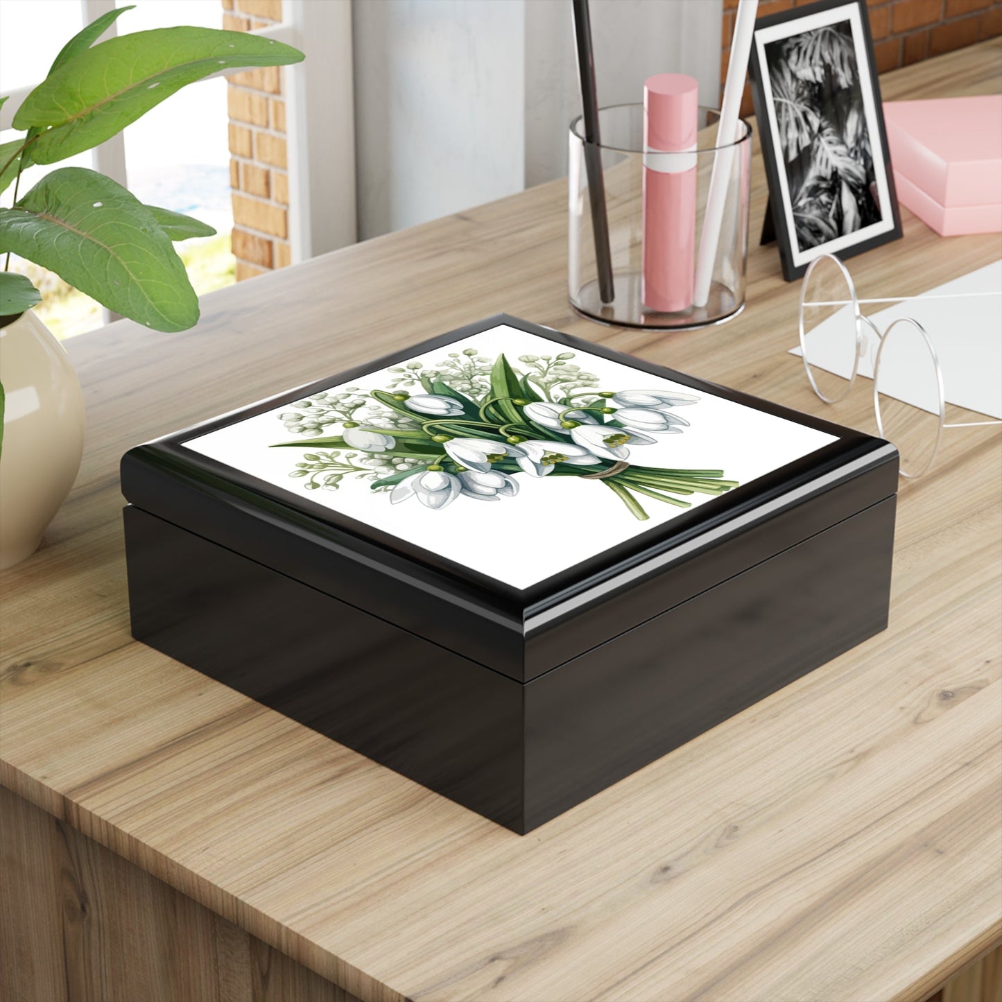 Snowdrop Bouquet Jewelry Box — Floral Jewelry Box for Her - Cherished Harbor Gifts