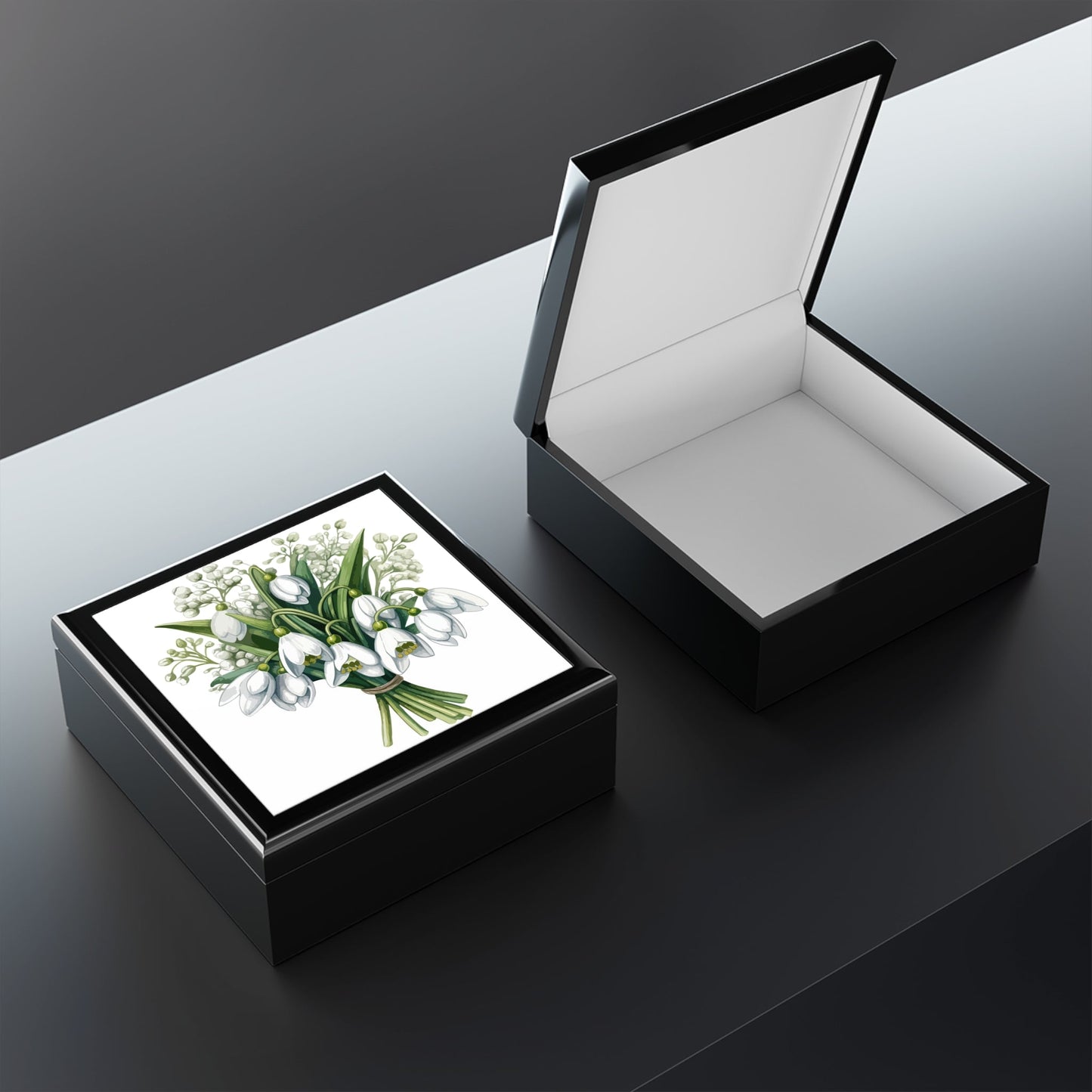 Snowdrop Bouquet Jewelry Box — Floral Jewelry Box for Her - Cherished Harbor Gifts