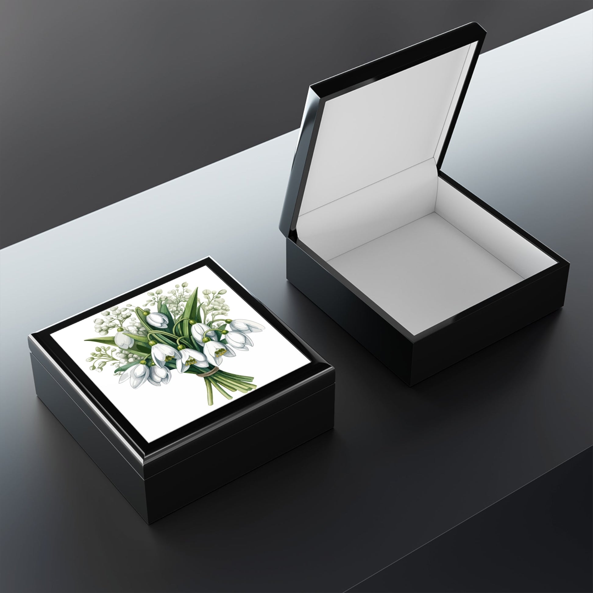 Snowdrop Bouquet Jewelry Box — Floral Jewelry Box for Her - Cherished Harbor Gifts