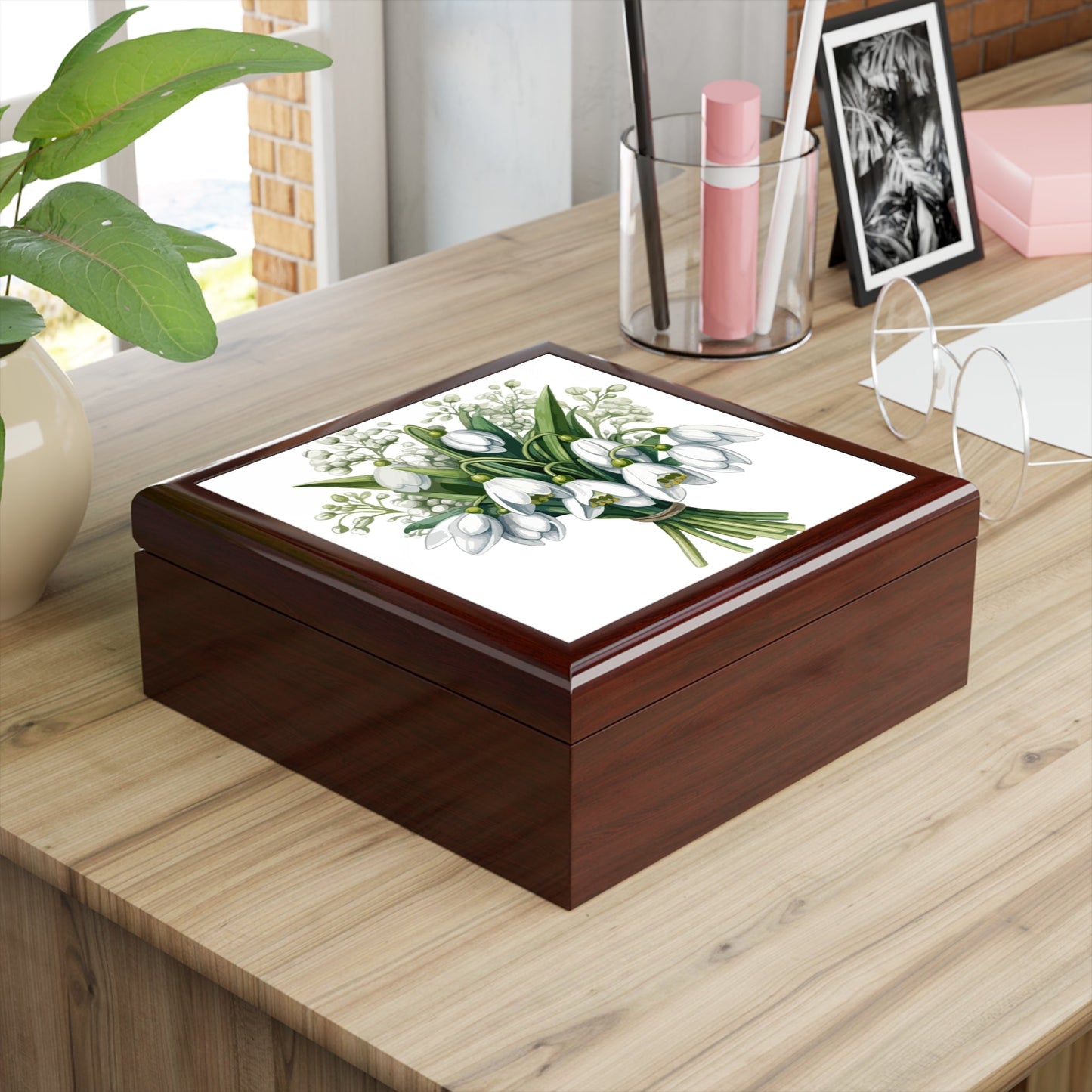 Snowdrop Bouquet Jewelry Box — Floral Jewelry Box for Her - Cherished Harbor Gifts