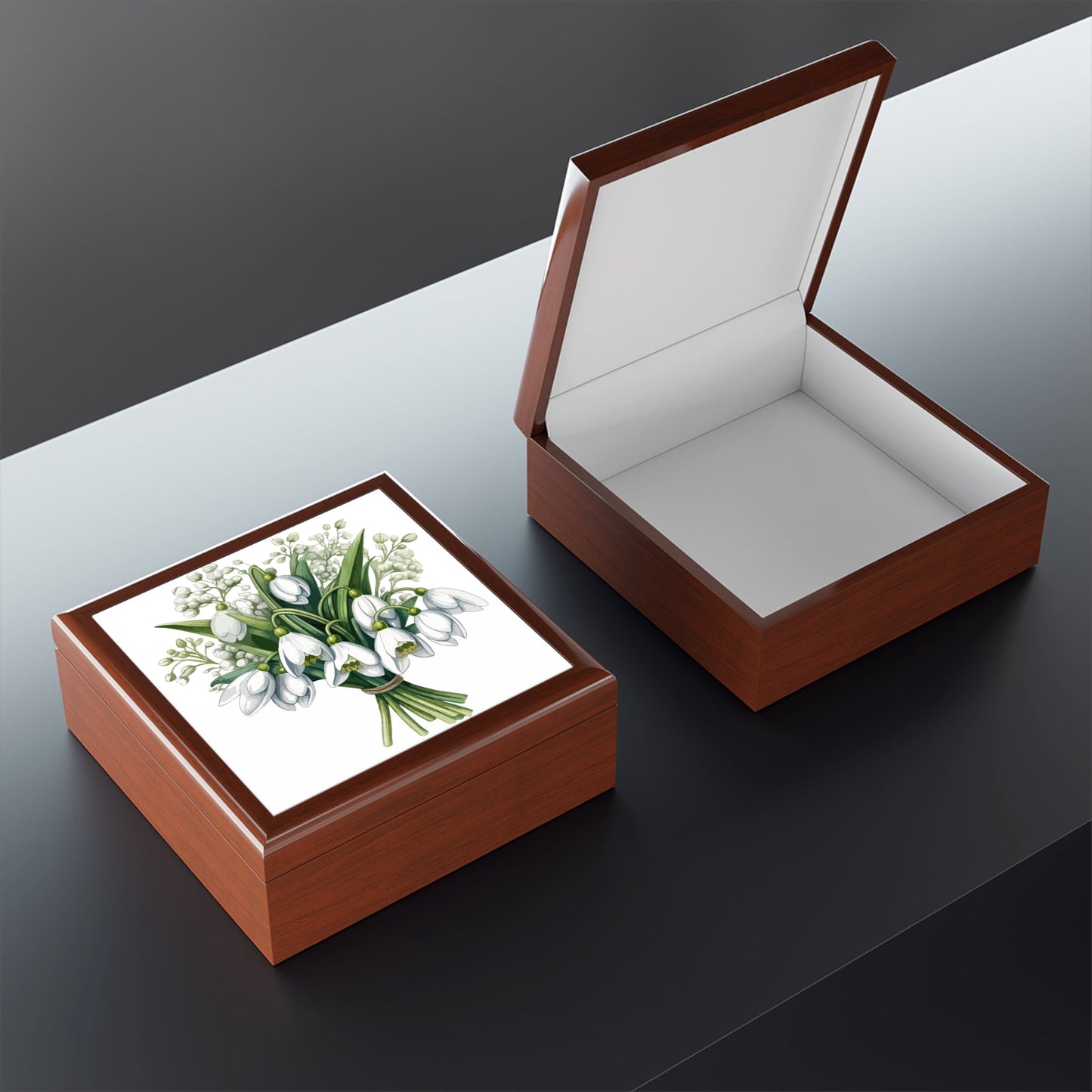 Snowdrop Bouquet Jewelry Box — Floral Jewelry Box for Her - Cherished Harbor Gifts