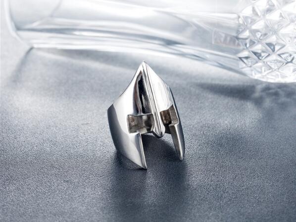 Spartan Helmet Stainless Steel Warrior Ring For Men - Cherished Harbor Gifts