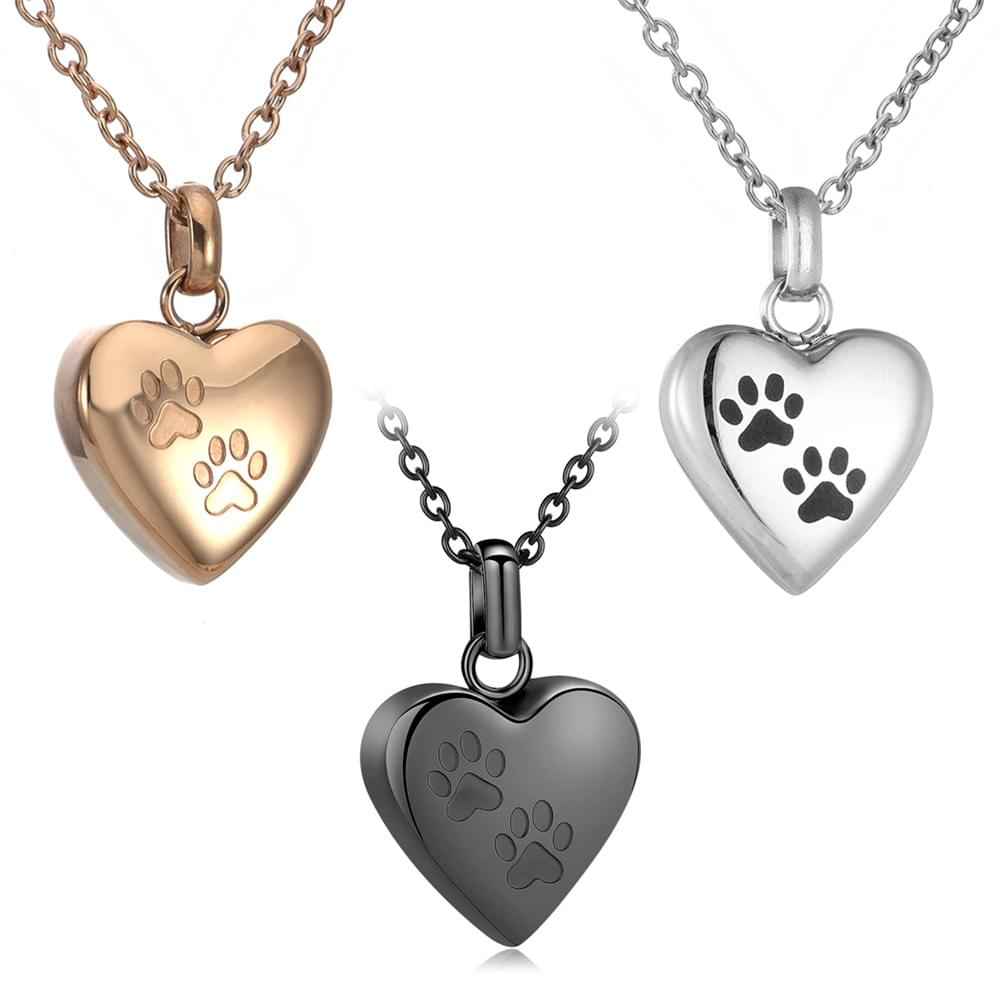 Stainless Steel Heart Pet Memorial Ashes Pendant - Cherished Harbor Gifts
