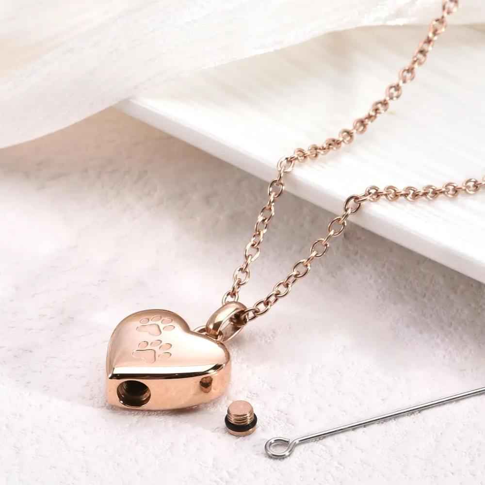 Stainless Steel Heart Pet Memorial Ashes Pendant - Cherished Harbor Gifts