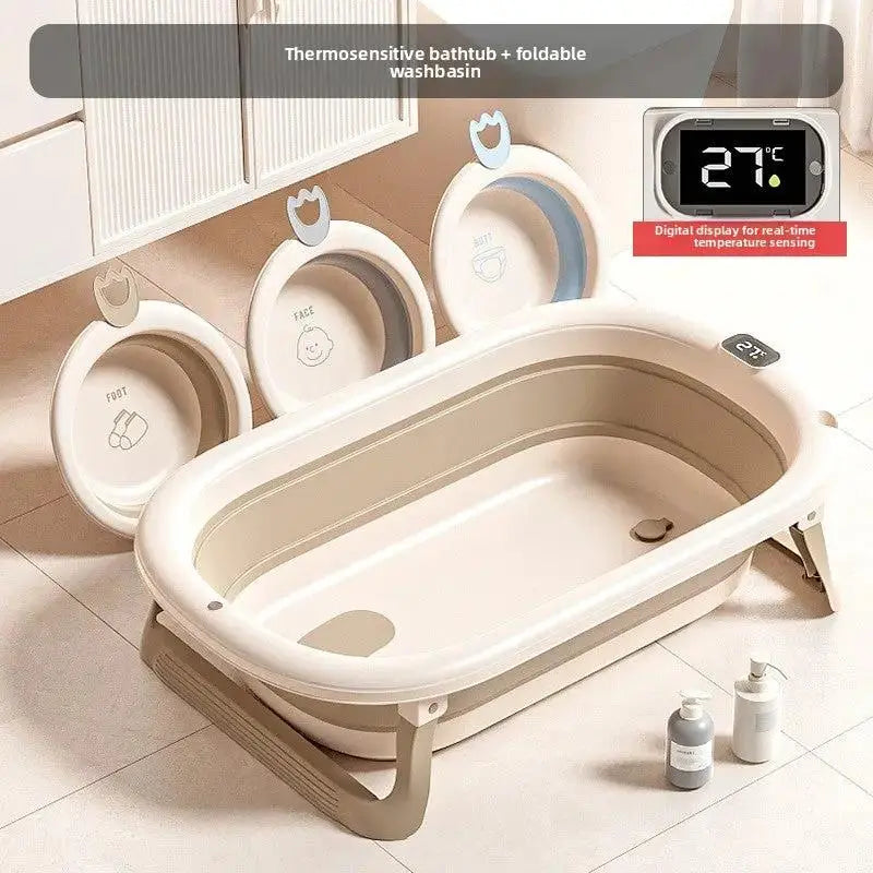 Portable Baby Bathtub with Temperature Display for Infants by TED