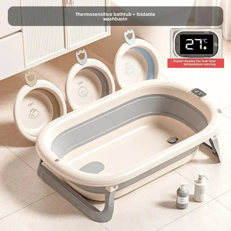 Portable Baby Bathtub with Temperature Display for Infants by TED