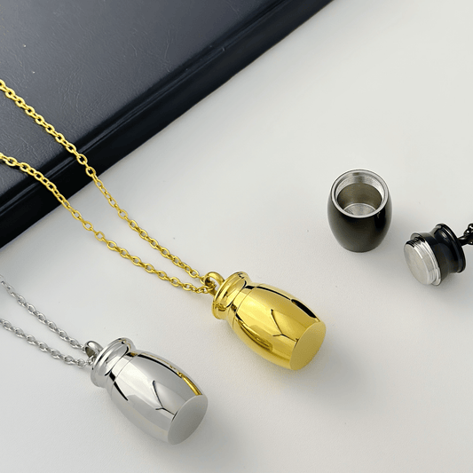 Titanium Steel Memorial Urn Necklace - Cherished Harbor Gifts