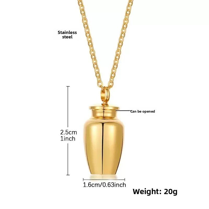 Titanium Steel Memorial Urn Necklace - Cherished Harbor Gifts