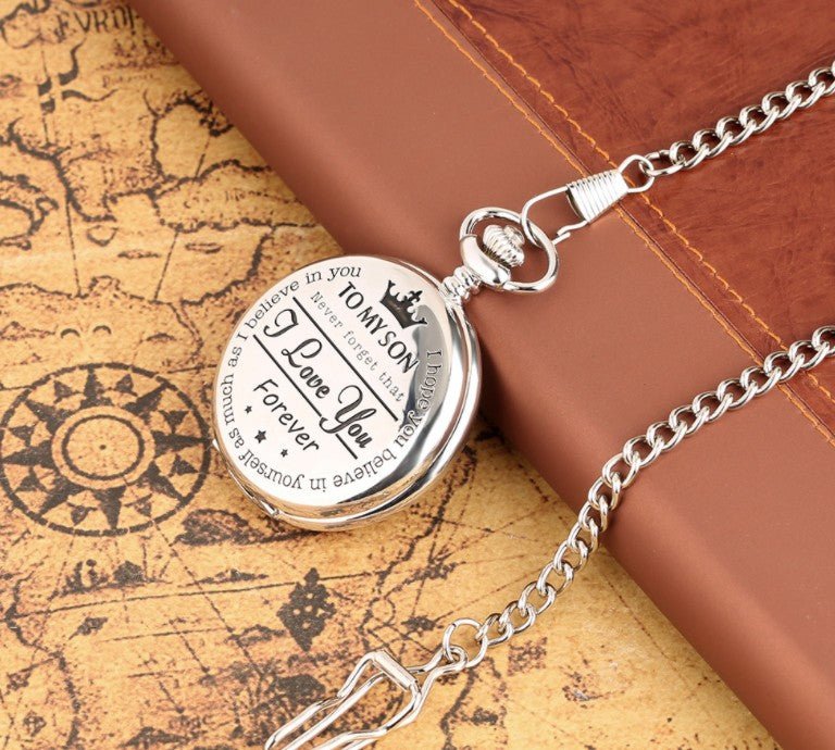 To My Son Engraved Vintage Pocket Watch Gift - Cherished Harbor Gifts