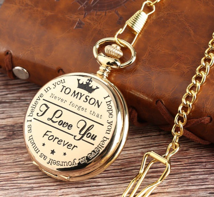To My Son Engraved Vintage Pocket Watch Gift - Cherished Harbor Gifts