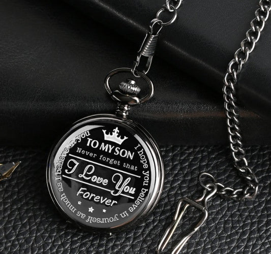 To My Son Engraved Vintage Pocket Watch Gift - Cherished Harbor Gifts