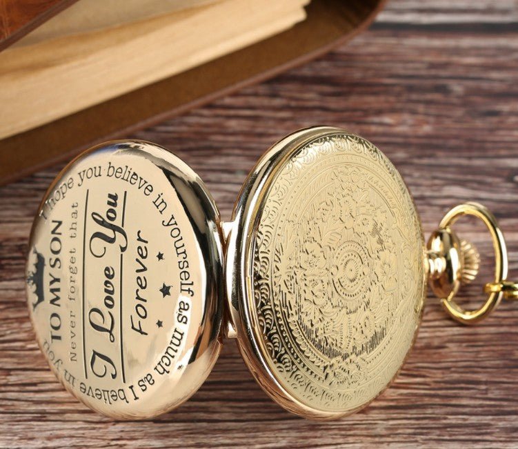To My Son Engraved Vintage Pocket Watch Gift - Cherished Harbor Gifts