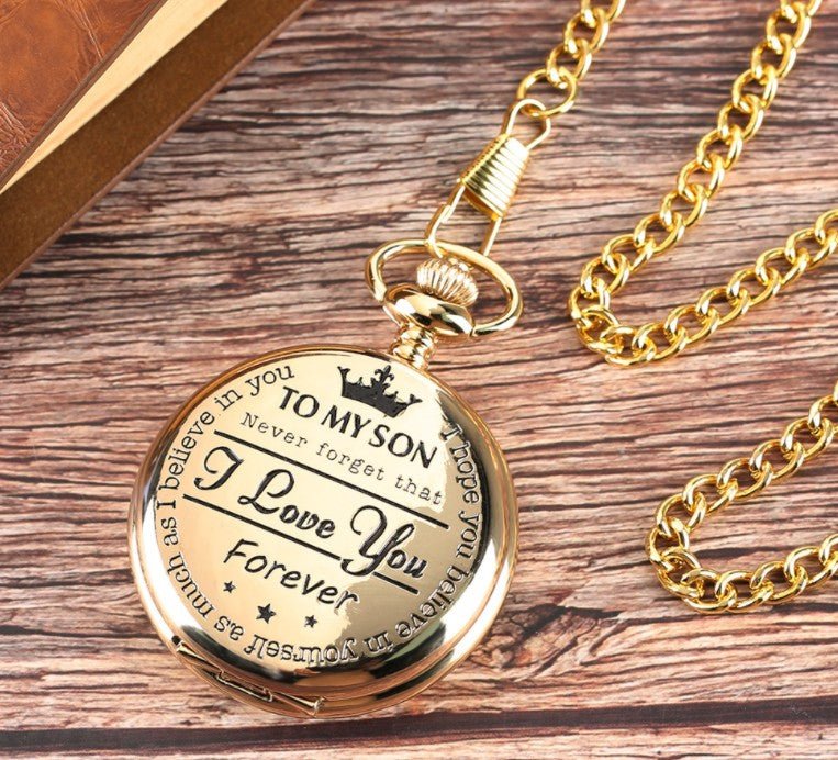 To My Son Engraved Vintage Pocket Watch Gift - Cherished Harbor Gifts