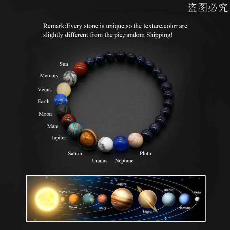 Universe Solar System Natural Stone Planet Bracelet For Men - Cherished Harbor Gifts