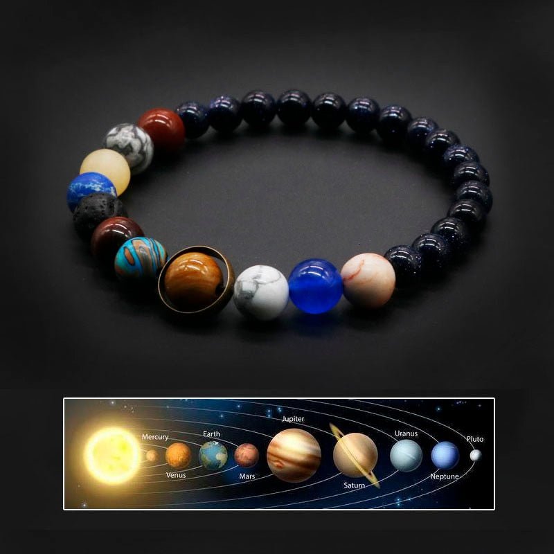 Universe Solar System Natural Stone Planet Bracelet For Men - Cherished Harbor Gifts