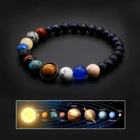 Universe Solar System Natural Stone Planet Bracelet For Men - Cherished Harbor Gifts