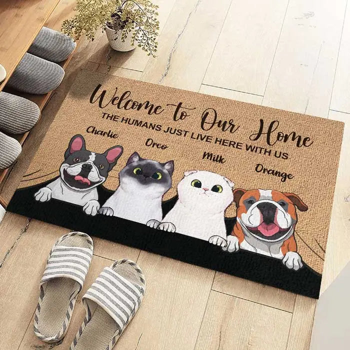 Funny Personalized Pet Doormat for Cat and Dog Lovers by Inkedjoy