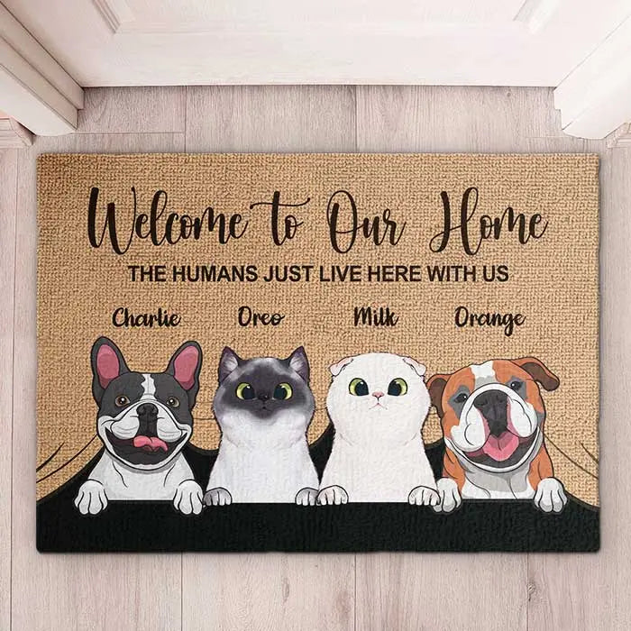 Funny Personalized Pet Doormat for Cat and Dog Lovers by Inkedjoy