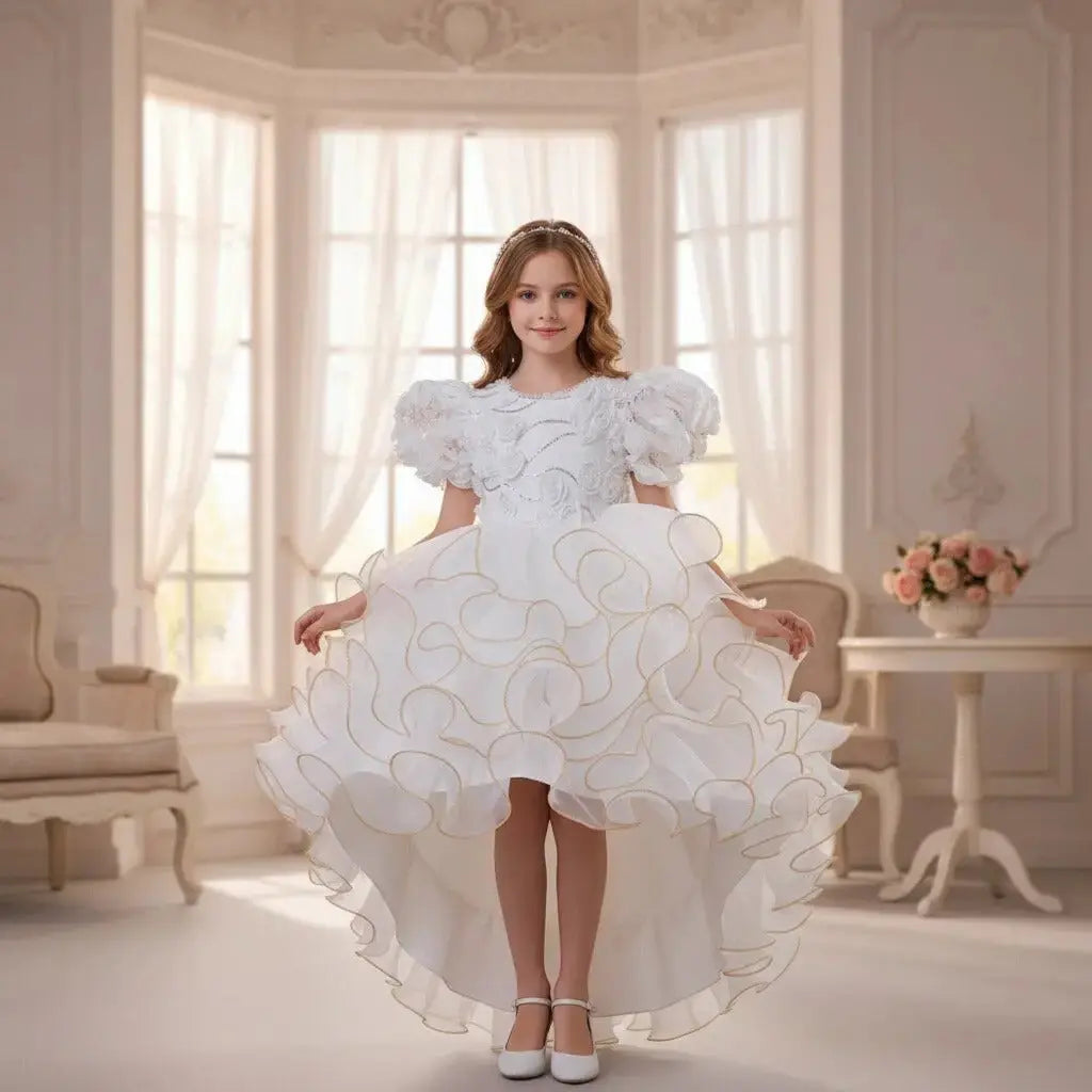 Charming Flower Girl Wedding Dress with 3D Floral Design by TED