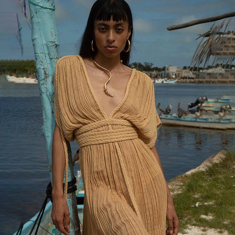 Women's Organic Cotton Halter Beach Holiday Dress - Cherished Harbor Gifts