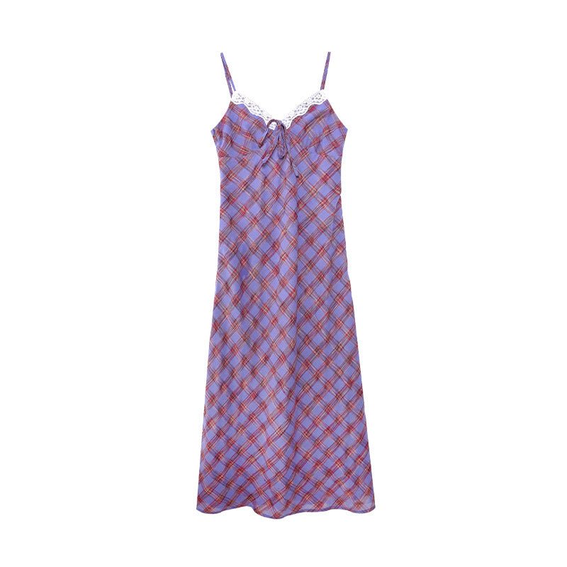 Women's Plaid V-Neck Camisole Maxi Holiday Dress - Cherished Harbor Gifts