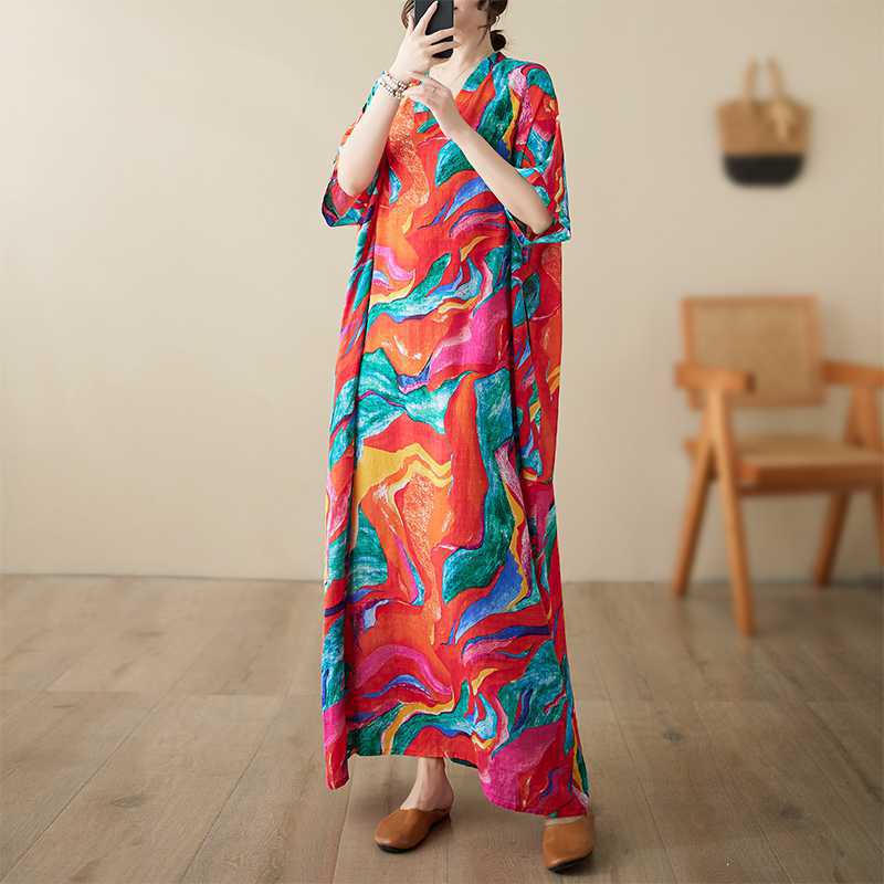 Women's Plus Size Cotton Linen Beach Dress Holiday Style - Cherished Harbor Gifts