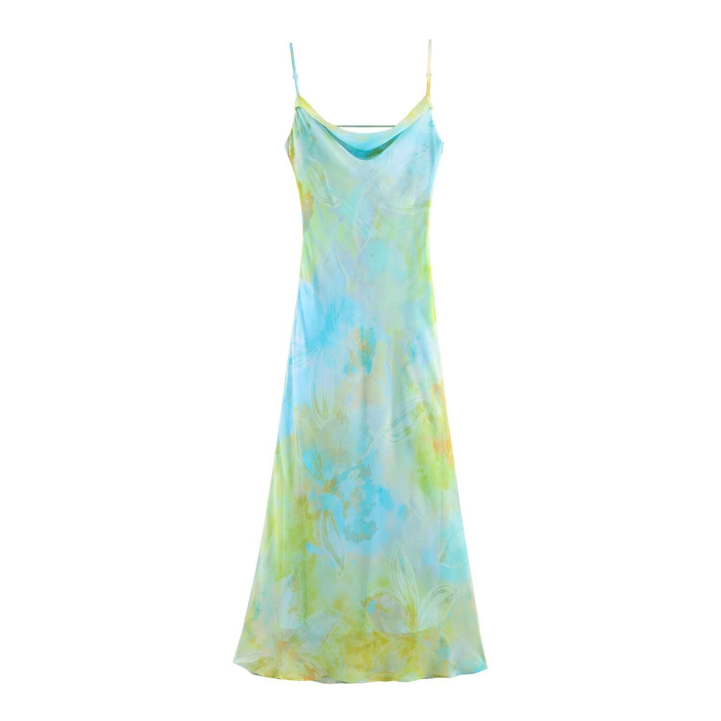 Women's Printed Pleated Halter Midi Holiday Dress - Cherished Harbor Gifts
