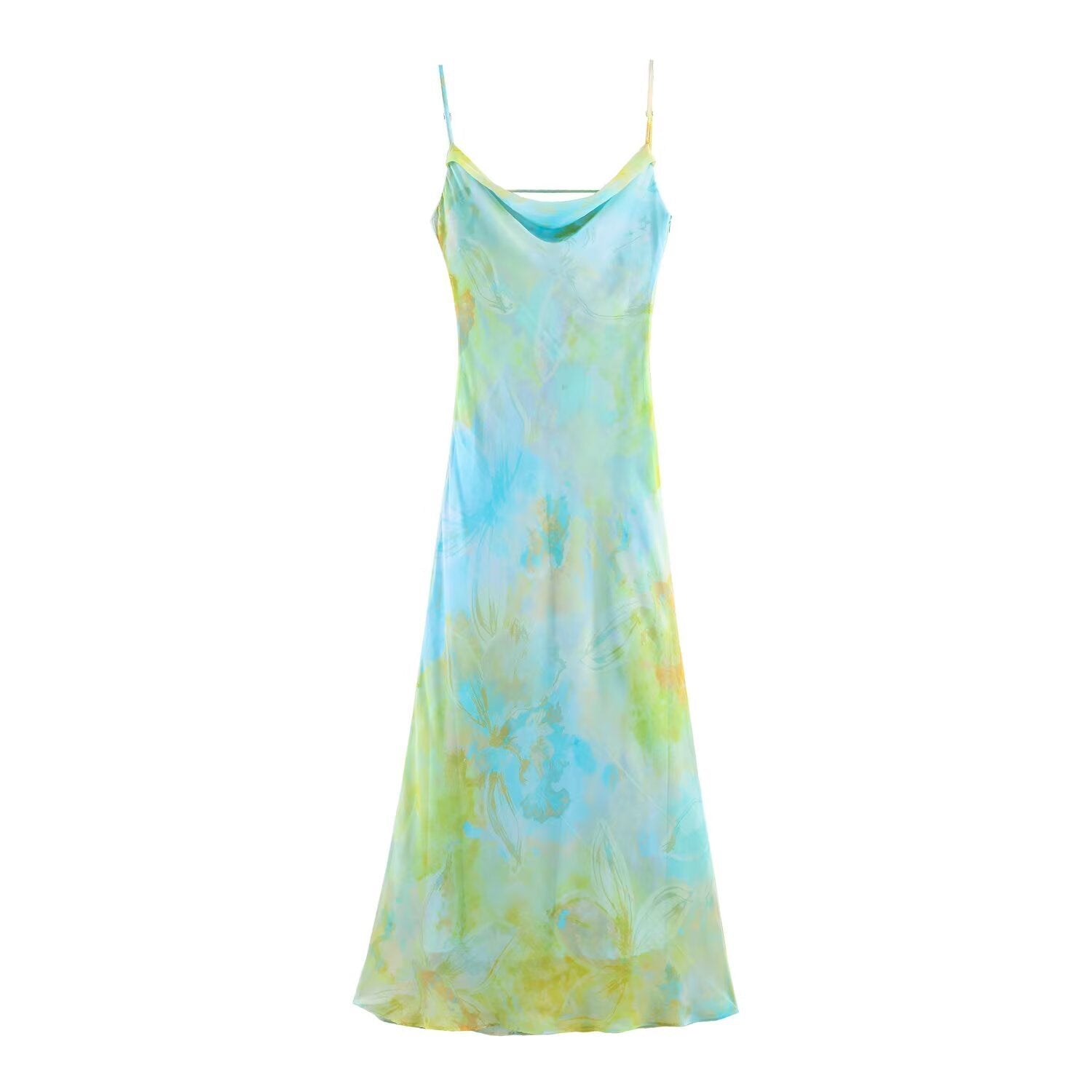 Women's Printed Pleated Halter Midi Holiday Dress - Cherished Harbor Gifts