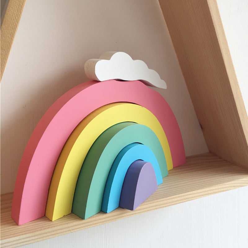 Wooden Rainbow Stacking Blocks Toy – Personalized Playtime by eprolo - Cherished Harbor Gifts
