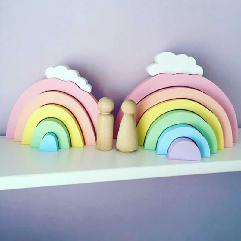 Wooden Rainbow Stacking Blocks Toy – Personalized Playtime by eprolo - Cherished Harbor Gifts